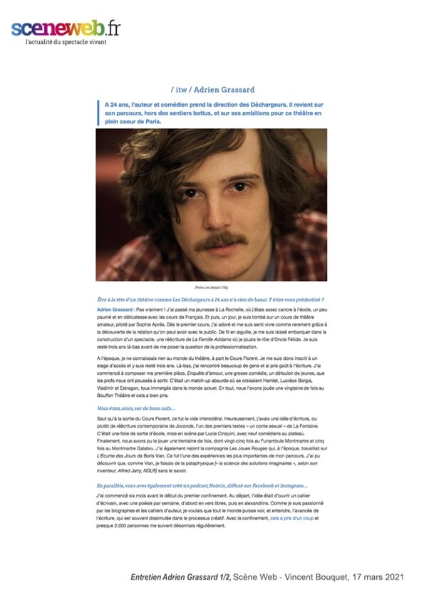 Entretien paru sur sceneweb.fr 1/2