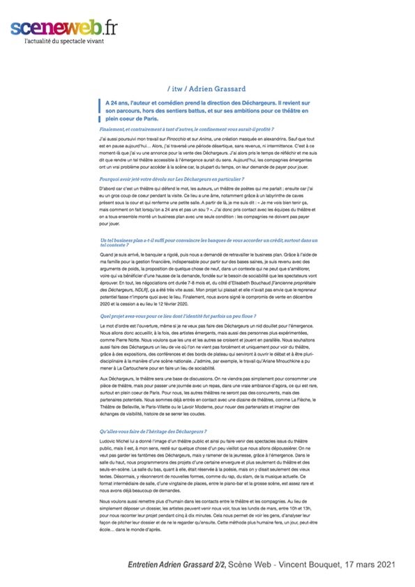 Entretien paru sur sceneweb.fr 2/2