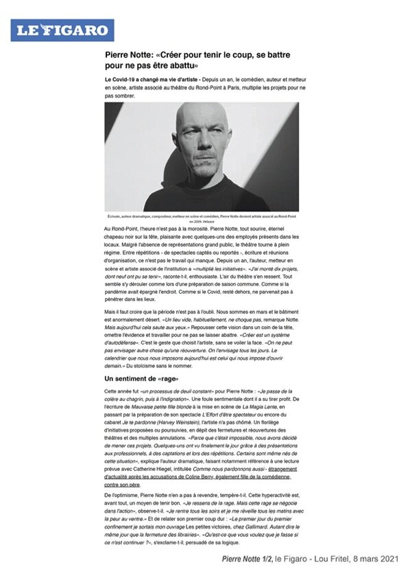 Entretien paru sur Le Figaro 1/2