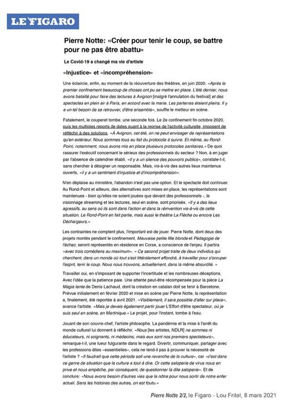 Entretien paru sur Le Figaro 2/2
