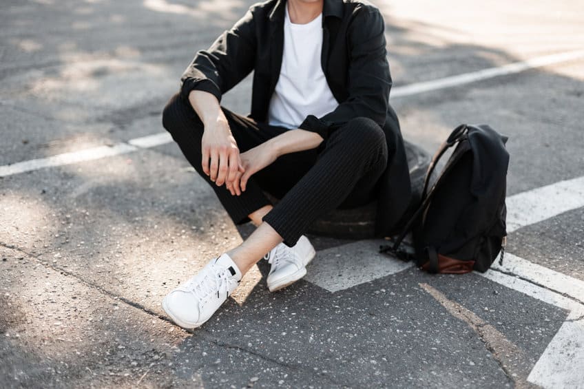 close up of male fashionable legs . young fashion man in elegant