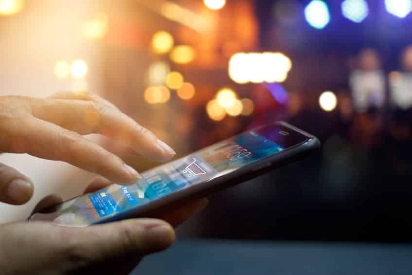 mobile payment, man using mobile payments online shopping and ic