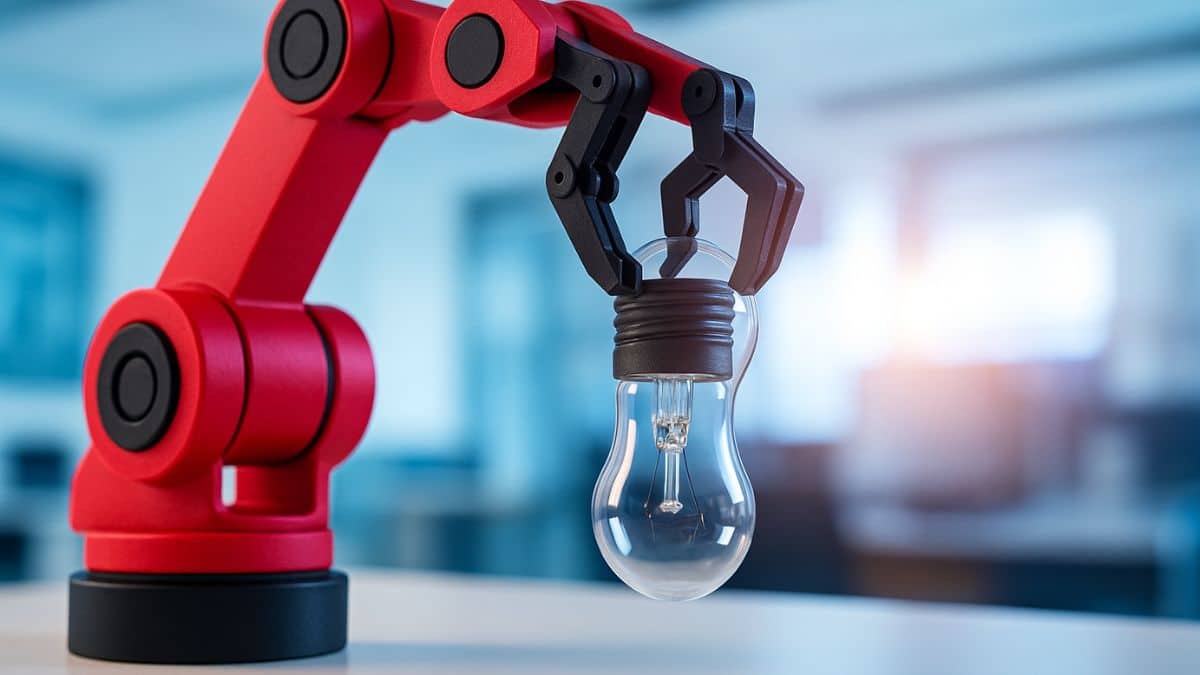 ce bras robot low cost fixé avec du scotch défie les géants et parvient à visser une ampoule sans aucune technologie avancée