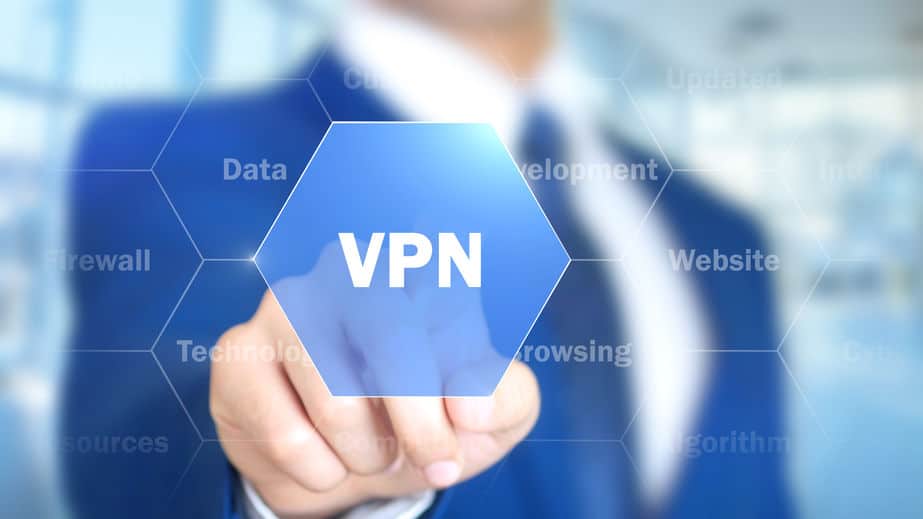 vpn, man working on holographic interface, visual screen